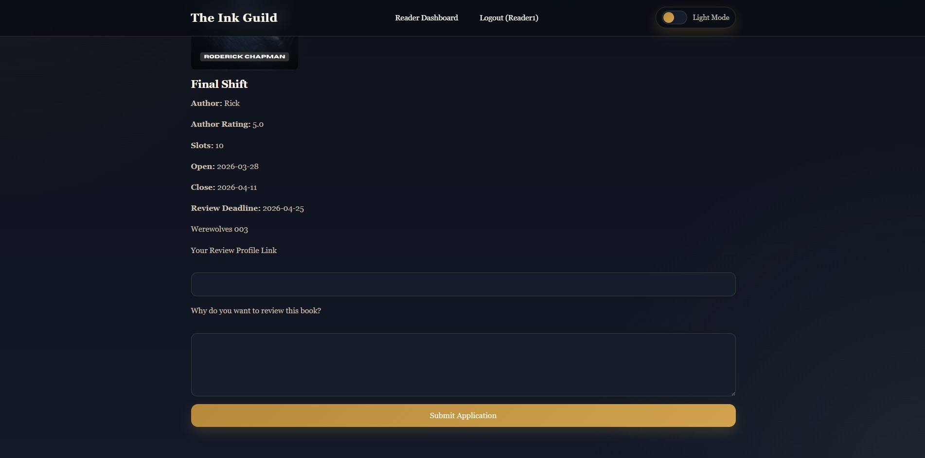 ARC application view