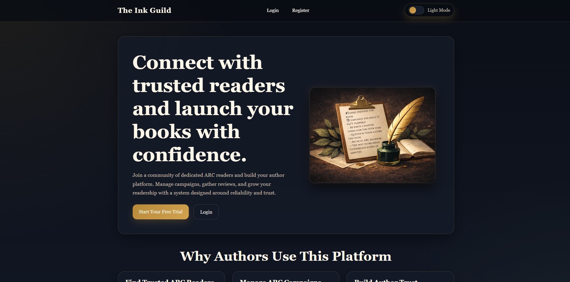 The Ink Guild dashboard